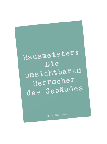Mr. & Mrs. Panda Fotokarte Spruch Hausmeister Macht mit Spruch in Meeresbrise