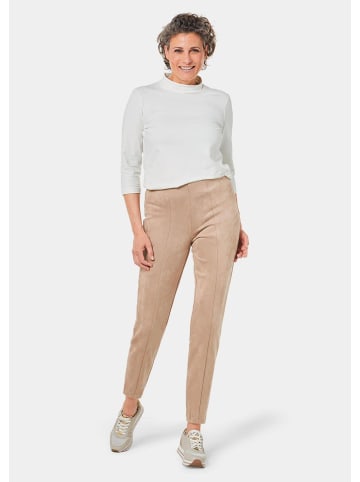 GOLDNER Leggings in Veloursleder-Optik in bisquit