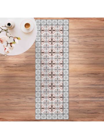 WALLART Vinyl-Teppich - Marokkanische Fliesen Blütenblätter mit Rahmen in Creme-Beige