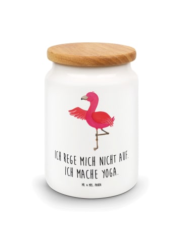 Mr. & Mrs. Panda Dose Flamingo Yoga mit Spruch in Weiß