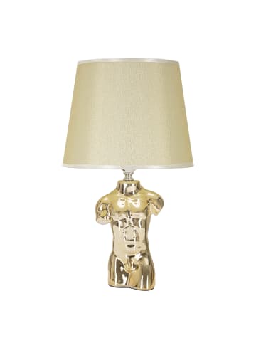 Mauro Ferretti Goldene Keramik-Tischleuchte mit Lampenschirm Ø cm 25x42,5
