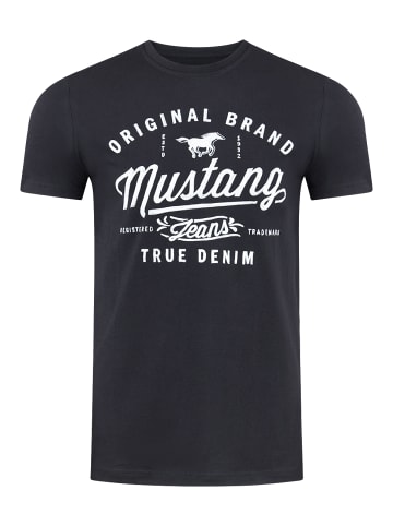 Mustang T-Shirt Basic Print Tee in Schwarz