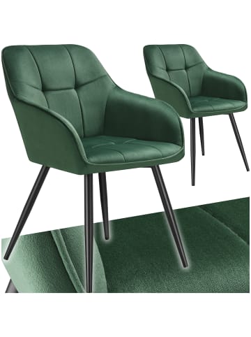 tectake Polstersessel gepolstert, in Samtoptik, gesteppt, 58 x 62 x 82 cm