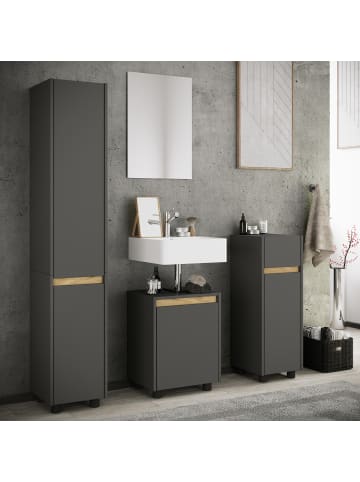 VCM  4-tlg. Badmöbel Set Komplett Badschrank Cosila  M in Anthrazit