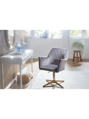 FineBuy Bürostuhl in Grau / Samt / 97x55x55