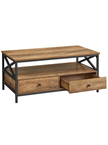 VASAGLE Couchtisch Daxton in Hellbraun-Schwarz - (B)100.1 x (H)45.1 x (T)55.1 cm