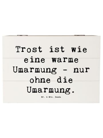 Mr. & Mrs. Panda Holzkiste Spruch Trost Umarmung mit Spruch in Weiß