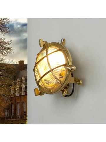 Licht-Erlebnisse Außen Wandlampe Ø 14 x (H)14 cm in MessingMessing