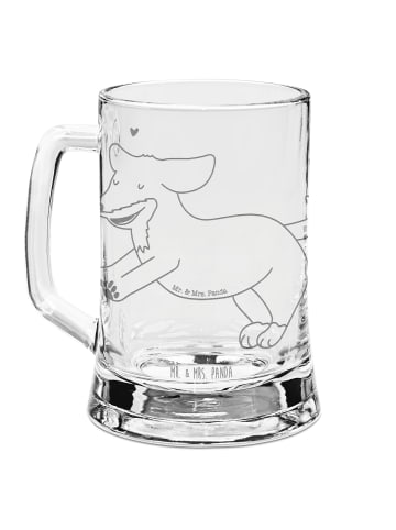 Mr. & Mrs. Panda Bierkrug Glas Hund Dackel ohne Spruch in Transparent