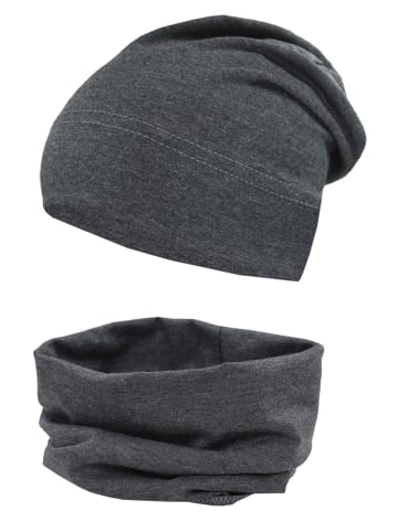 TupTam Jungen Beanie Mütze und Schlauchschal 2er Set in graphit