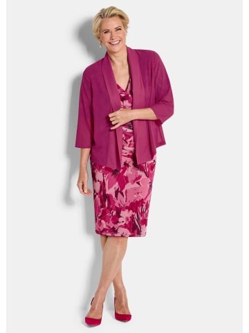 GOLDNER Kurzgröße: Chiffonjäckchen Leichte Jacke mit Schalkragen, Halbarm in pink