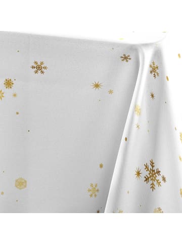 Douceur d’Intérieur Tischdecke mit goldenen Schneeflocken, CONSTELLATION in Weiß, 240 x 150 cm