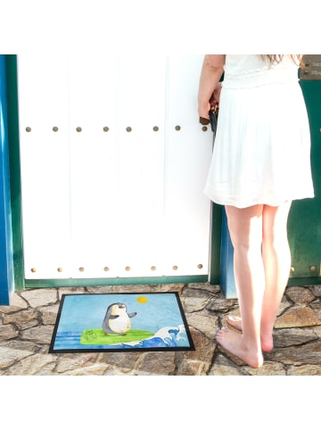 Mr. & Mrs. Panda Fußmatte Pinguin Surfer ohne Spruch in Eisblau