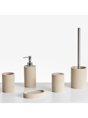 Beliani 5-tlg Badezimmer-Zubehör CHANCAY in Beige
