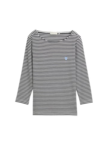 Tom Tailor Gestreiftes Langarmshirt mit Herz-Logo auf der Brust in Navy