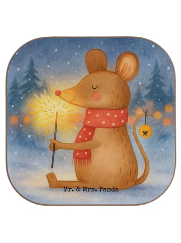Mr. & Mrs. Panda Untersetzer Glas Maus Weihnachten Design ohne S... in Weiß