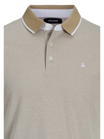 Jack & Jones Polo Shirt JJEPAULOS Sommer Hemd Kragen Pique Cotton in Beige