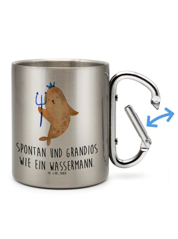 Mr. & Mrs. Panda Tasse Sternzeichen Wassermann mit Spruch in Silber