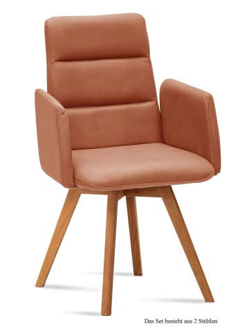 58 aufm Kessel ARMLEHNSTUHL (2er-Set) Dobka 52x92x60 Eiche geölt/Cognac