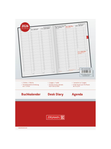 BRUNNEN Buchkalender 763 21x29cm 1 Woche/2 Seiten schwarz 2026