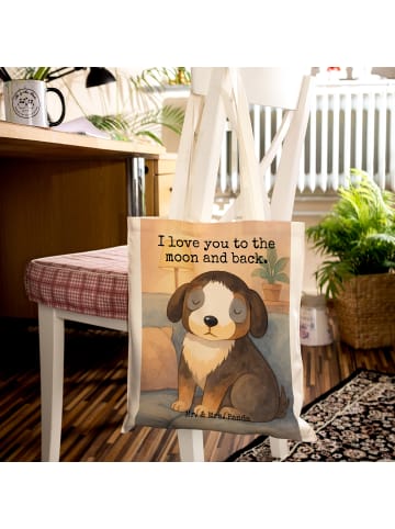 Mr. & Mrs. Panda Tote Bag Hund Entspannen Design mit Spruch in Weiß