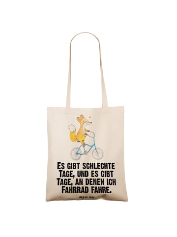 Mr. & Mrs. Panda Tragetasche Fuchs Fahrrad fahren mit Spruch in Creme