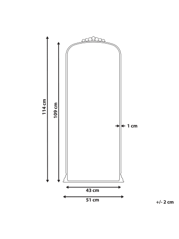 Beliani Wandspiegel LIVRY in Gold - (W) 51 x (H) 114 x (L) 3 cm Vertikal