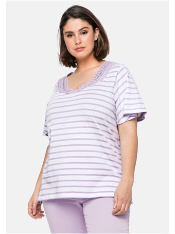 sheego T-Shirt in lavendel gestreift