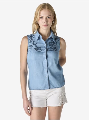 KOROSHI Bestickte ärmellose Damenbluse in blau