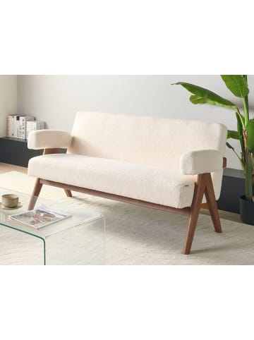 Beliani 2-Sitzer Sofa TAMRE in Weiß/Braun - (W) 148 x (H) 79 x (L) 78 cm