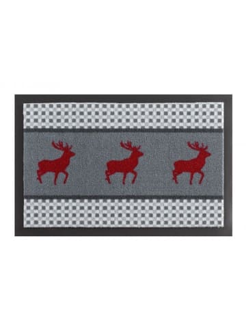 Hanse Home Fussmatte Schmutzfangmatte Hirsch Deer Grau Rot