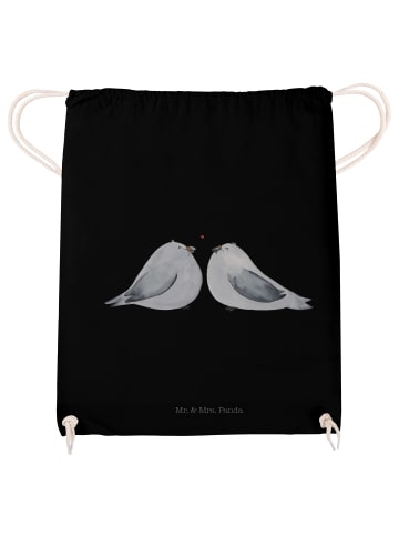 Mr. & Mrs. Panda Jutebeutel Turteltauben Liebe ohne Spruch in Schwarz