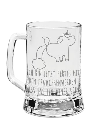 Mr. & Mrs. Panda Gravur Bierkrug Einhorn Pupsen mit Spruch in Transparent