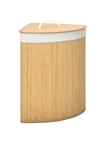 HOMCOM Wäschekorb-38L x 38B x 57H cm-Naturholz