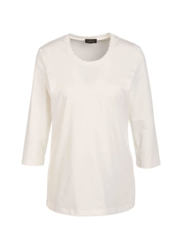 GOLDNER Baumwollshirt mit Schmucksteinen in cremeweiß