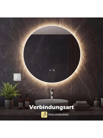 COSTWAY Spiegel mit Beleuchtung in Silber