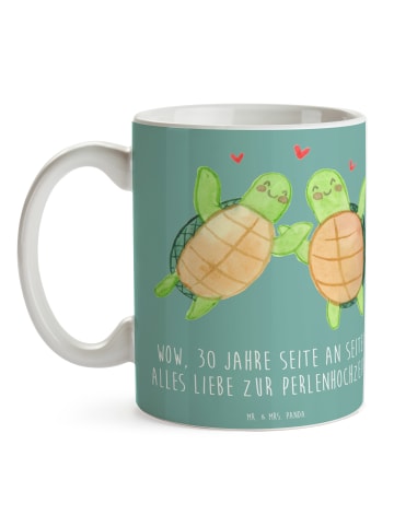 Mr. & Mrs. Panda Tasse 30. Hochzeitstag Perlenhochzeit mit Spruch in Meeresbrise