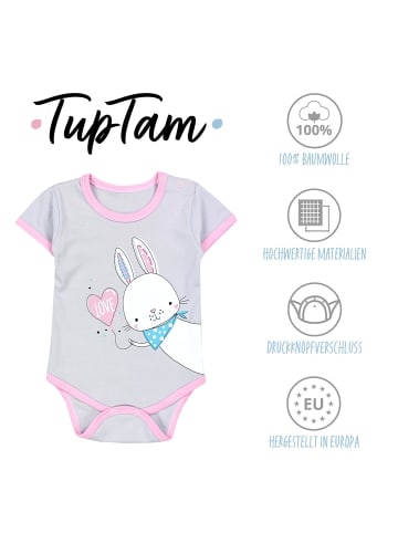 TupTam Mädchen Baby Body Kurzarm 5er Pack in rosa/natur
