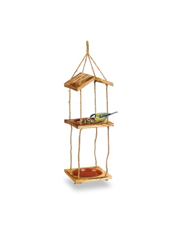 relaxdays Vogelfutterhaus in Natur - (B)20 x (H)73 x (T)20  cm