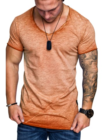 Amaci&Sons Basic Oversize T-Shirt mit V-Ausschnitt SAN FRANCISCO in Orange