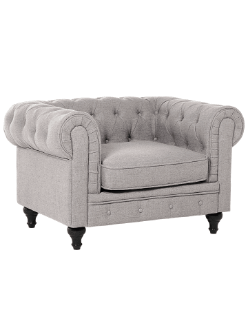 Beliani Sessel CHESTERFIELD in Grau/Braun - (W) 110 x (H) 70 x (L) 75 cm