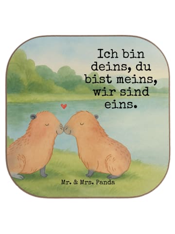 Mr. & Mrs. Panda bieruntersetzer Capybara Liebe Design mit Spruch in Weiß