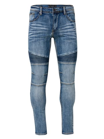 KOROSHI Biker-Skinny-Fit-Jeans in blau