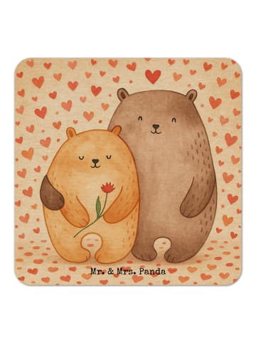 Mr. & Mrs. Panda Bierdeckel Bären Liebe Design ohne Spruch in Weiß