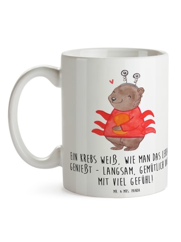 Mr. & Mrs. Panda Tasse Krebs Genießer mit Spruch in Weiß