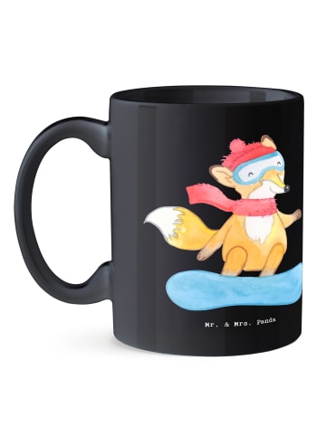 Mr. & Mrs. Panda Pott Snowboarden Zauber mit Spruch in Schwarz