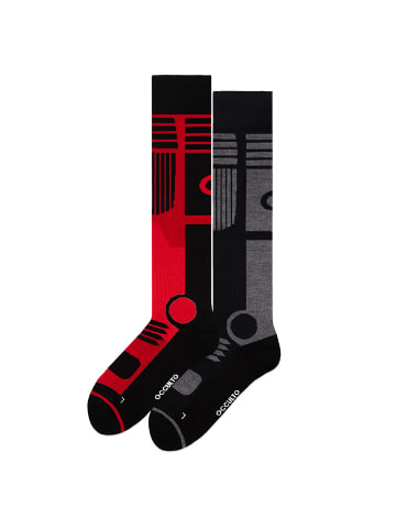 Occulto 2er Pack Skisocken Felix in Schwarz-Rot