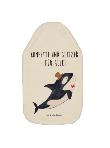 Mr. & Mrs. Panda Wärmflasche Orca Zylinder mit Spruch in Weiß
