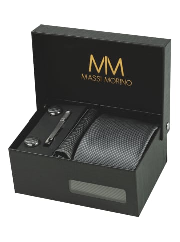 Massi Morino  Krawatten-Set in grau - gestreift