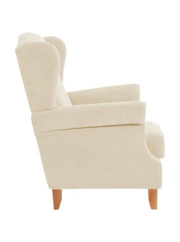58 aufm Kessel OHRENSESSEL Katria Bezug Veloursstoff Buche natur / creme
